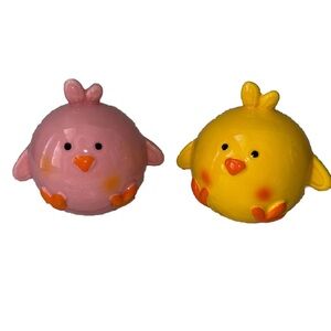 Easter Salt and Pepper Shakers Baby Chicks Yellow Pink Set